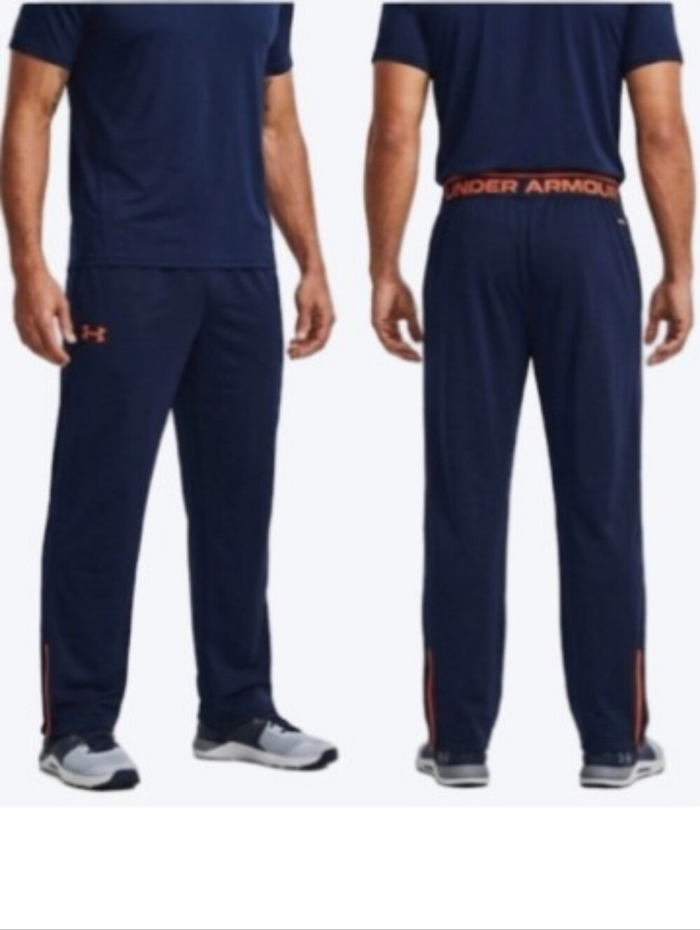 Under Armour Navy Blue Athletic Sweatpants Orange Accent Size [2XL]